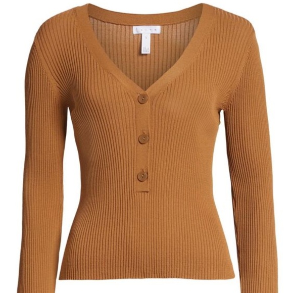 Leith Rib Henley Top Tan Dale Sz S - Picture 8 of 8